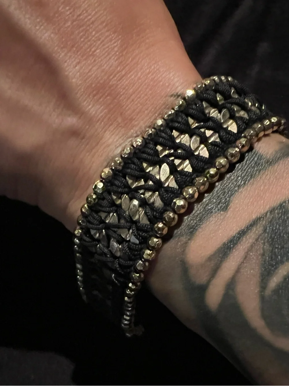 Stella & Dot Black and Gold Woven Bead Bracelet